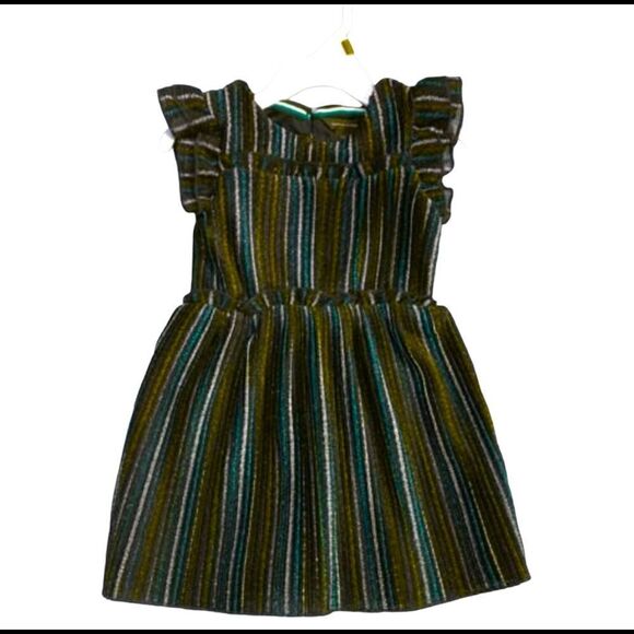 Tommy Hilfiger Other - Tommy Hilfiger Kids Metallic 4th July Red Blue Striped Ruffle Dress Sz 2T Girls